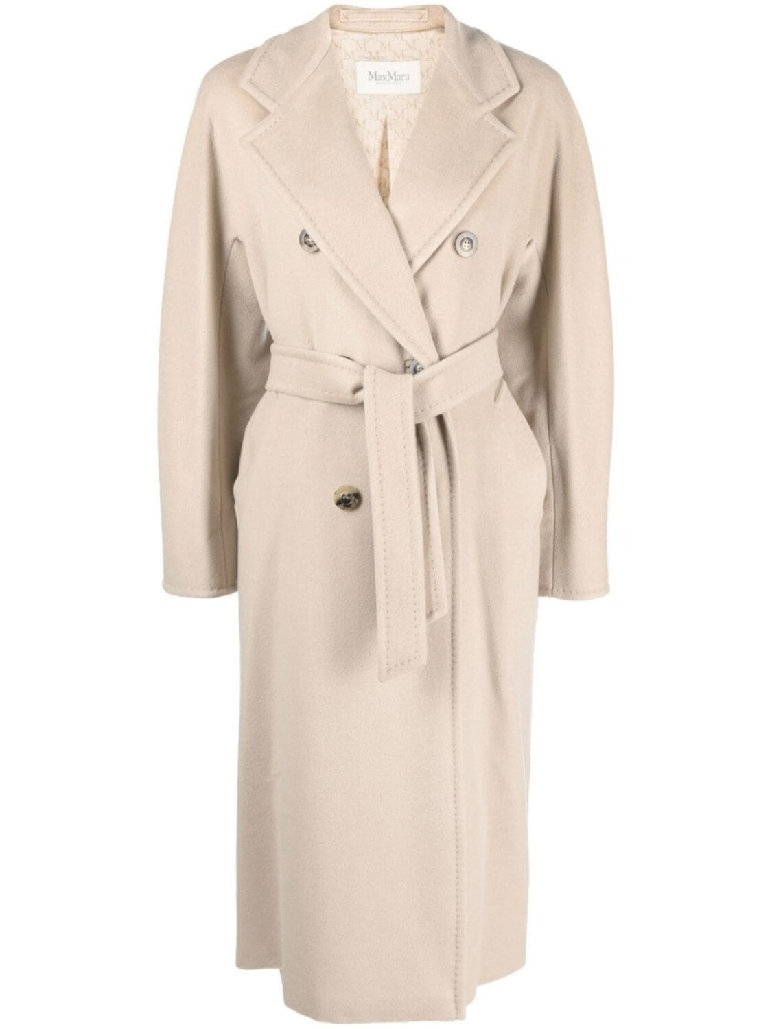 

Max Mara двубортное шерстяное пальто, нейтральный цвет