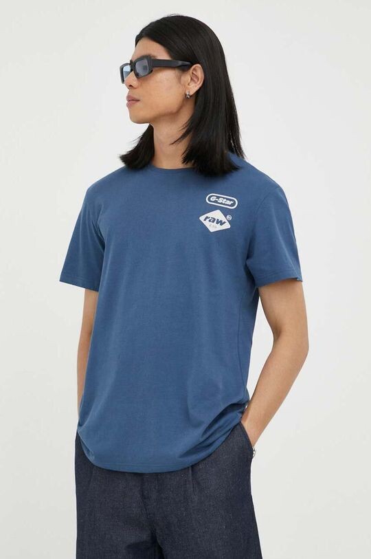 

Хлопковая футболка G-Star Raw, темно-синий