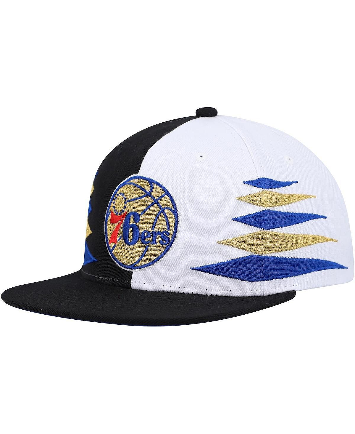 

Мужская черно-белая бейсболка Philadelphia 76ers с ромбовидной огранкой Snapback Mitchell & Ness