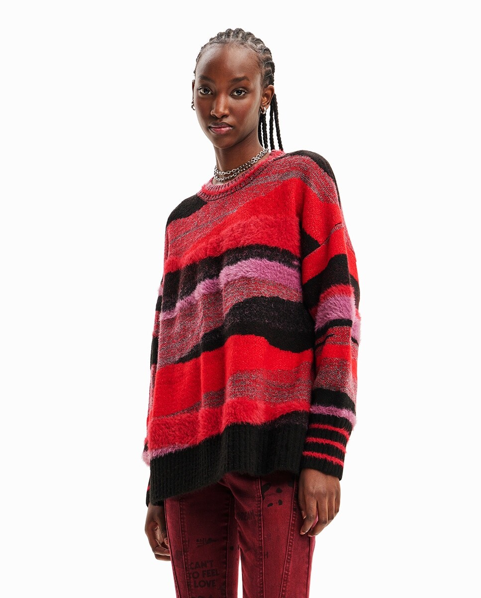 

Полосатый свитер оверсайз Desigual, красный