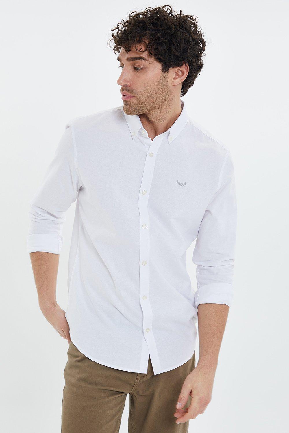 цена Оксфордская хлопковая рубашка «Маяк» с длинным рукавом Threadbare, белый
