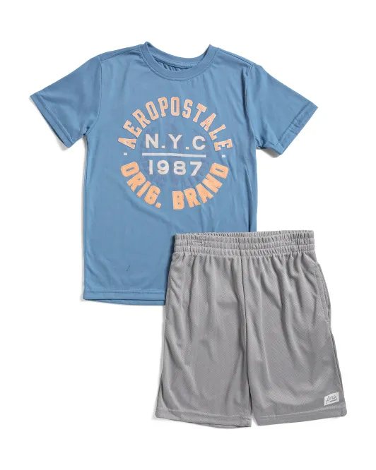 

Комплект из футболки и шорт с рисунком Big Boys из 2 предметов Aeropostale Kids, синий