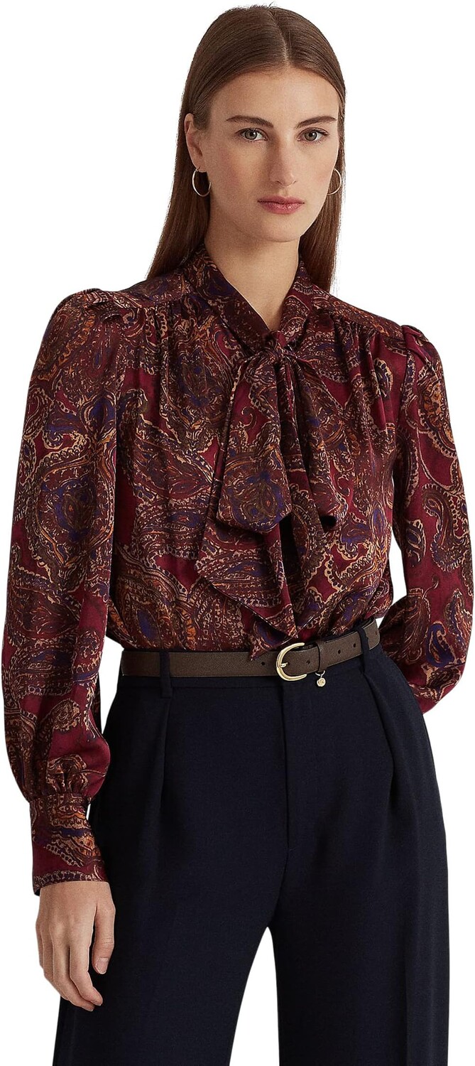 

Атласная блузка с шармезом и узором пейсли LAUREN Ralph Lauren, цвет Burgundy Multi