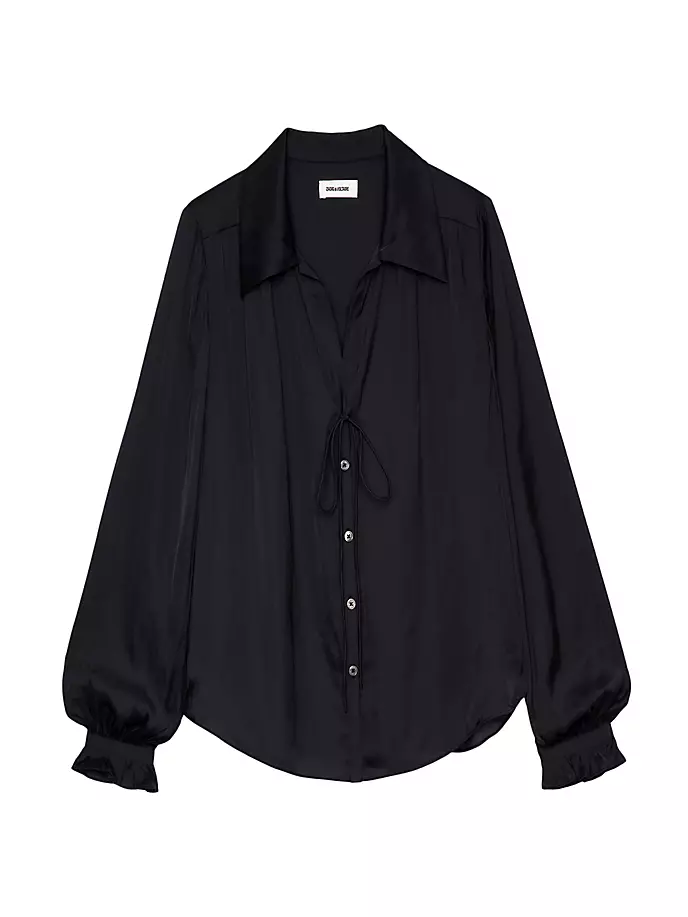 цена Атласная блузка с длинными рукавами Tilan Zadig & Voltaire, цвет noir