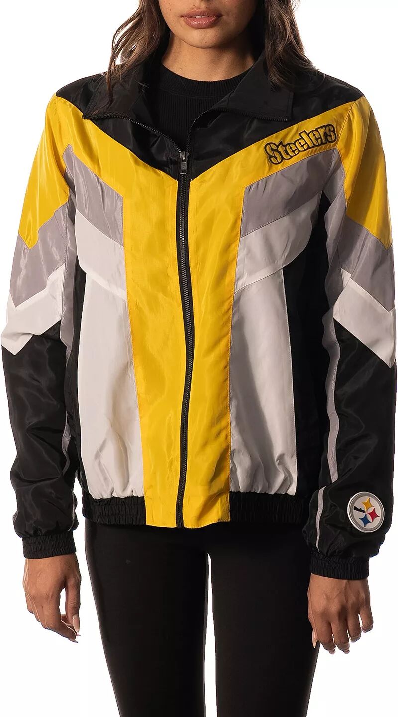 

Черная женская спортивная куртка с цветными блоками The Wild Collective Pittsburgh Steelers