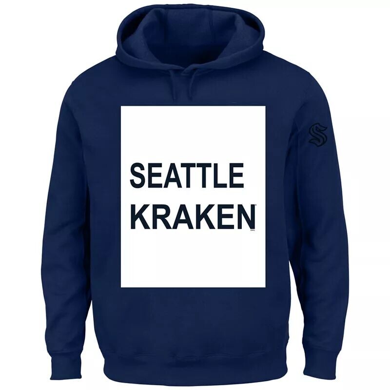 

Однотонный темно-синий пуловер с капюшоном NHL Big & Tall Seattle Kraken Square