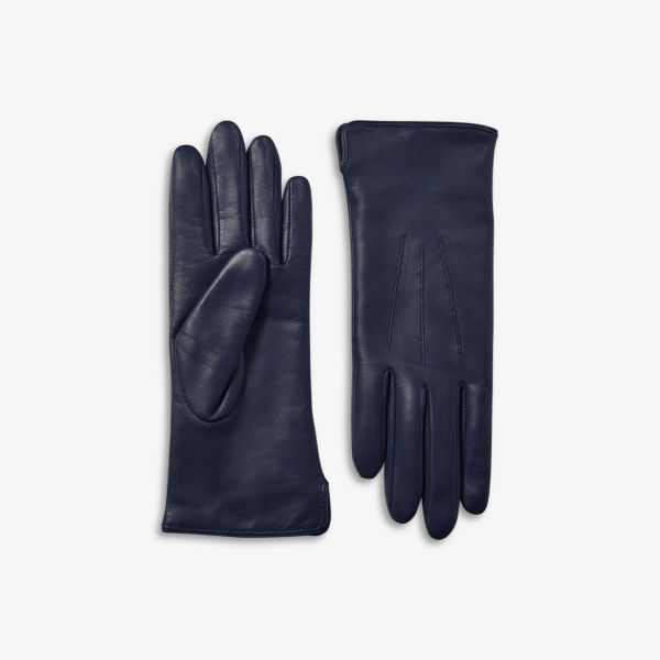 Украшенные стежками перчатки из кашемира и кожи Aspinal Of London, синий