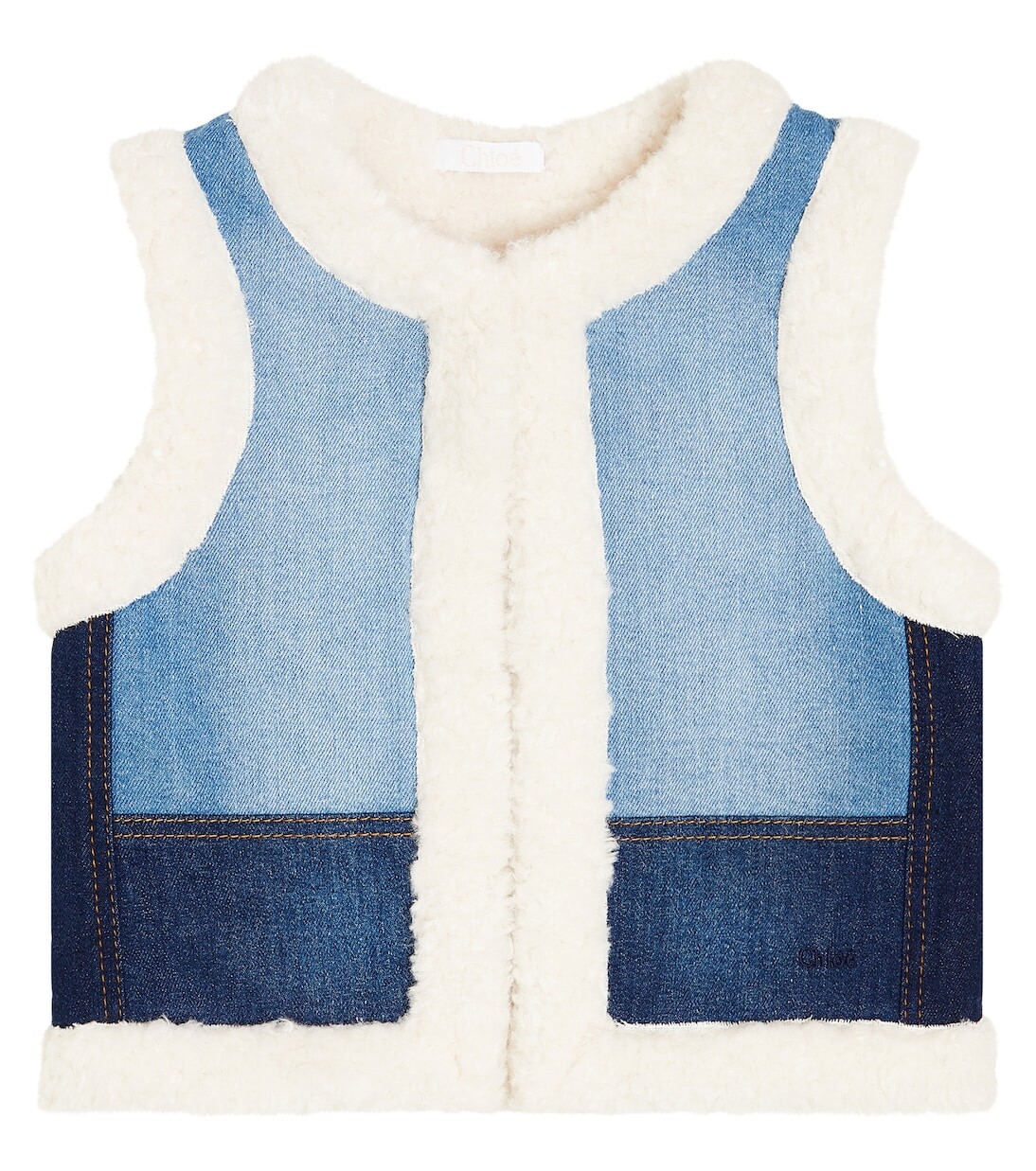

.джинсовый и флисовый жилет Chloé Kids, синий