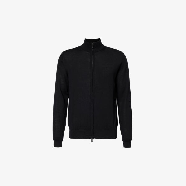 

Джемпер из шерсти с воротником-воронкой и фирменной нашивкой Emporio Armani, цвет nero
