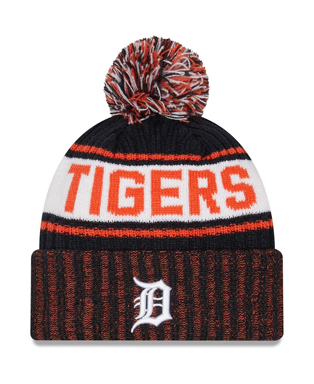

Мужская темно-синяя вязаная шапка с манжетами и помпоном Detroit Tigers New Era