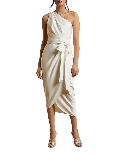 

Платье миди с драпировкой Gabie на одно плечо Ted Baker, цвет Ivory/Cream