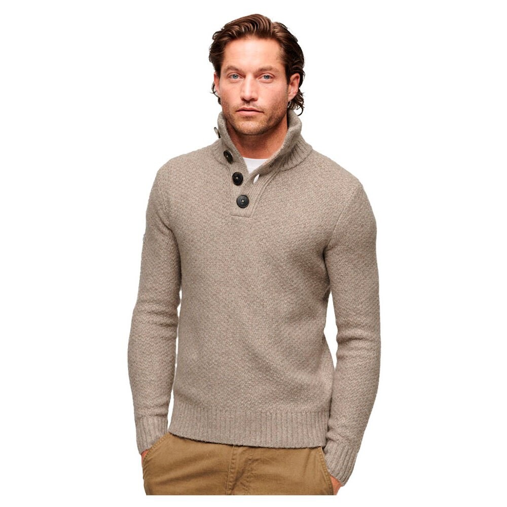 

Свитер Superdry Chuncky Button High Neck, бежевый