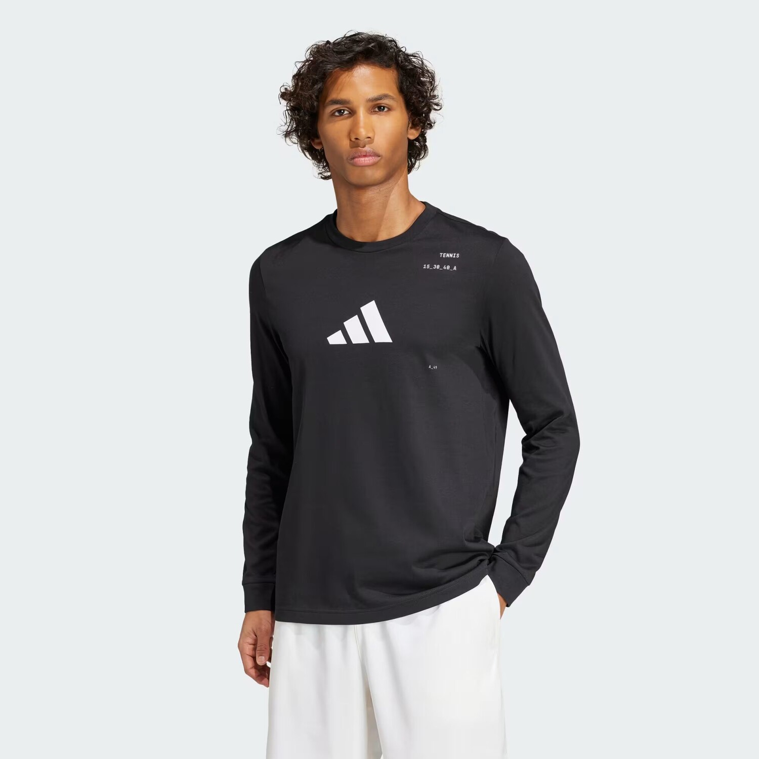 

Теннисная футболка с длинными рукавами и рисунком Adidas, цвет Black