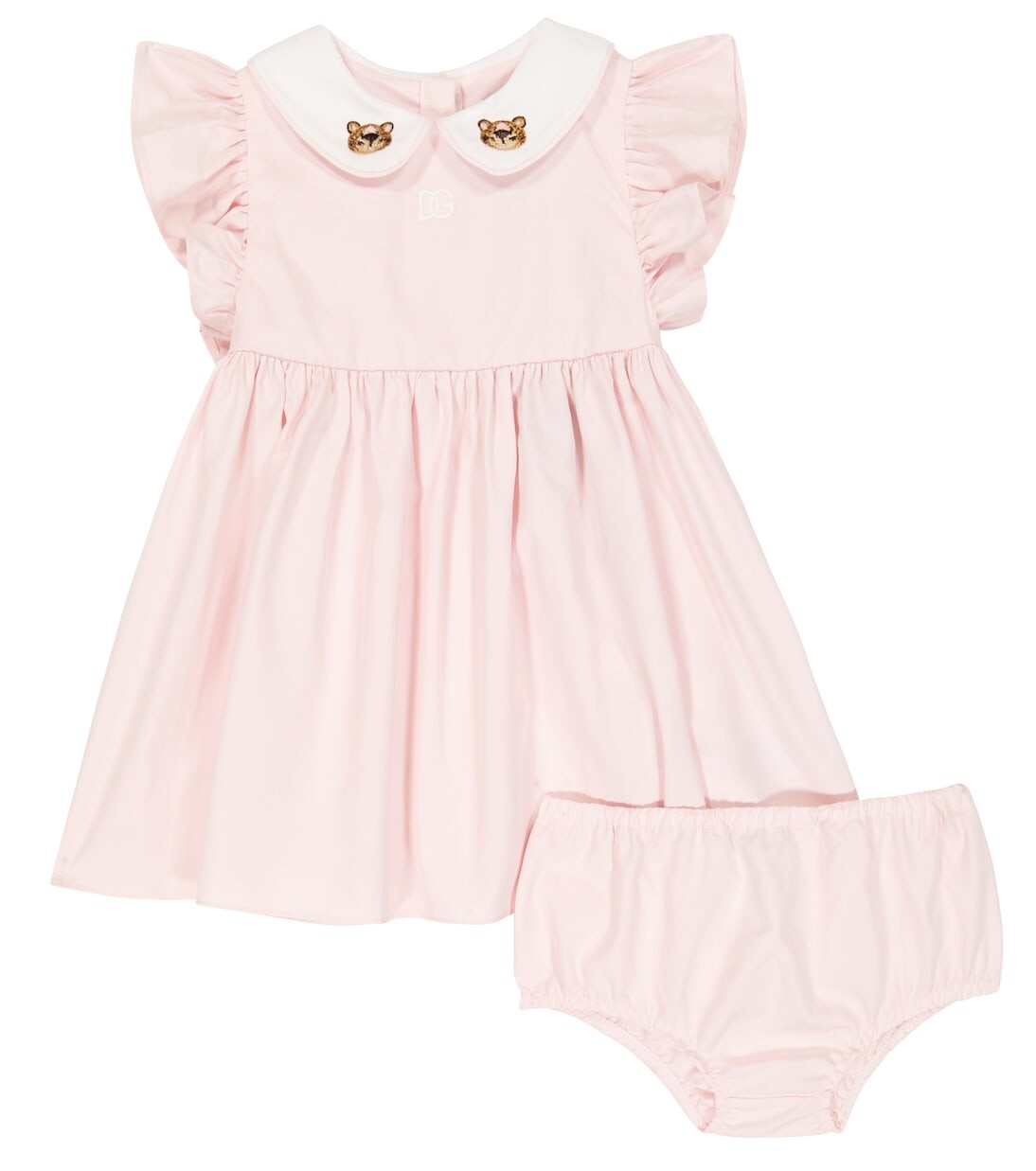 

Детское хлопковое платье и шаровары с вышивкой Dolce&Gabbana Kids, розовый