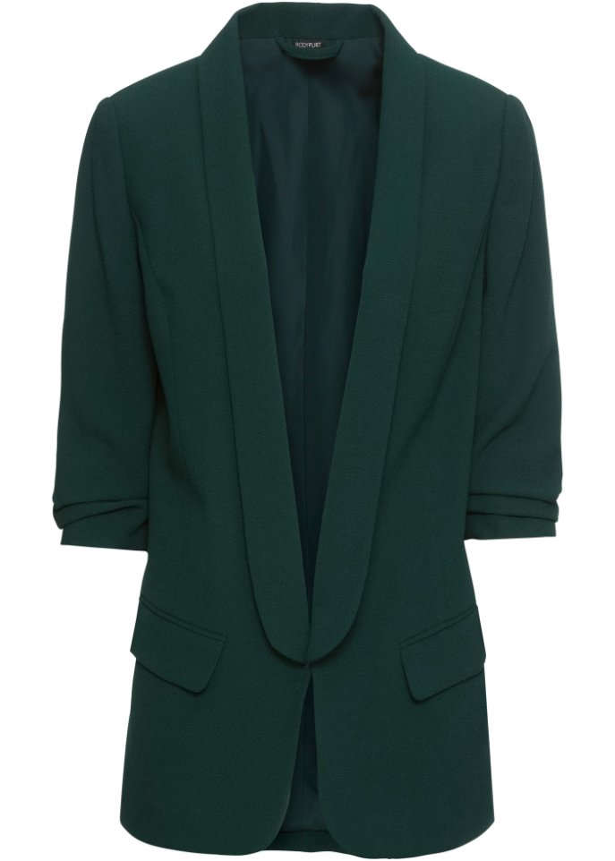 Длинный пиджак с драпированными рукавами Bodyflirt, зеленый