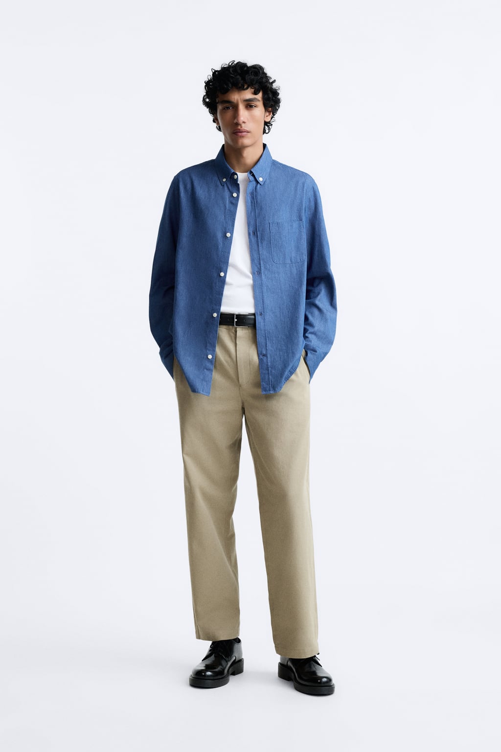 

Рубашка из шамбре ZARA, синий