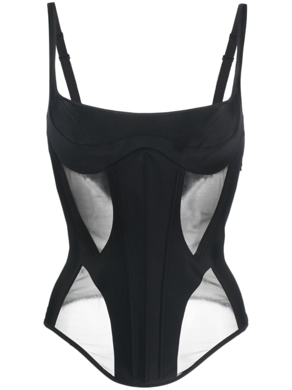 

Mugler топ-корсет с полупрозрачными вставками, черный