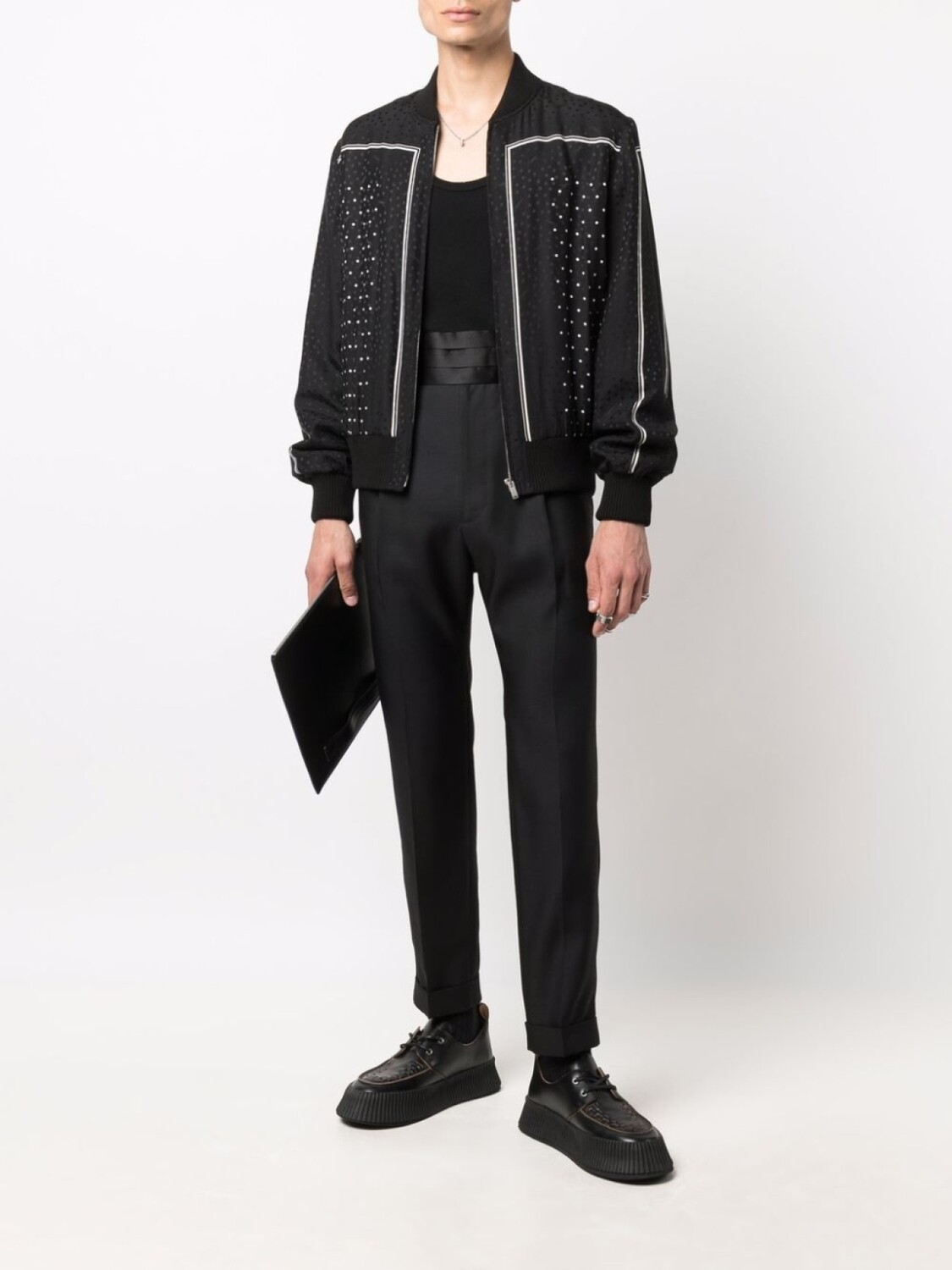 Бомбер с узором в горох Saint Laurent, черный