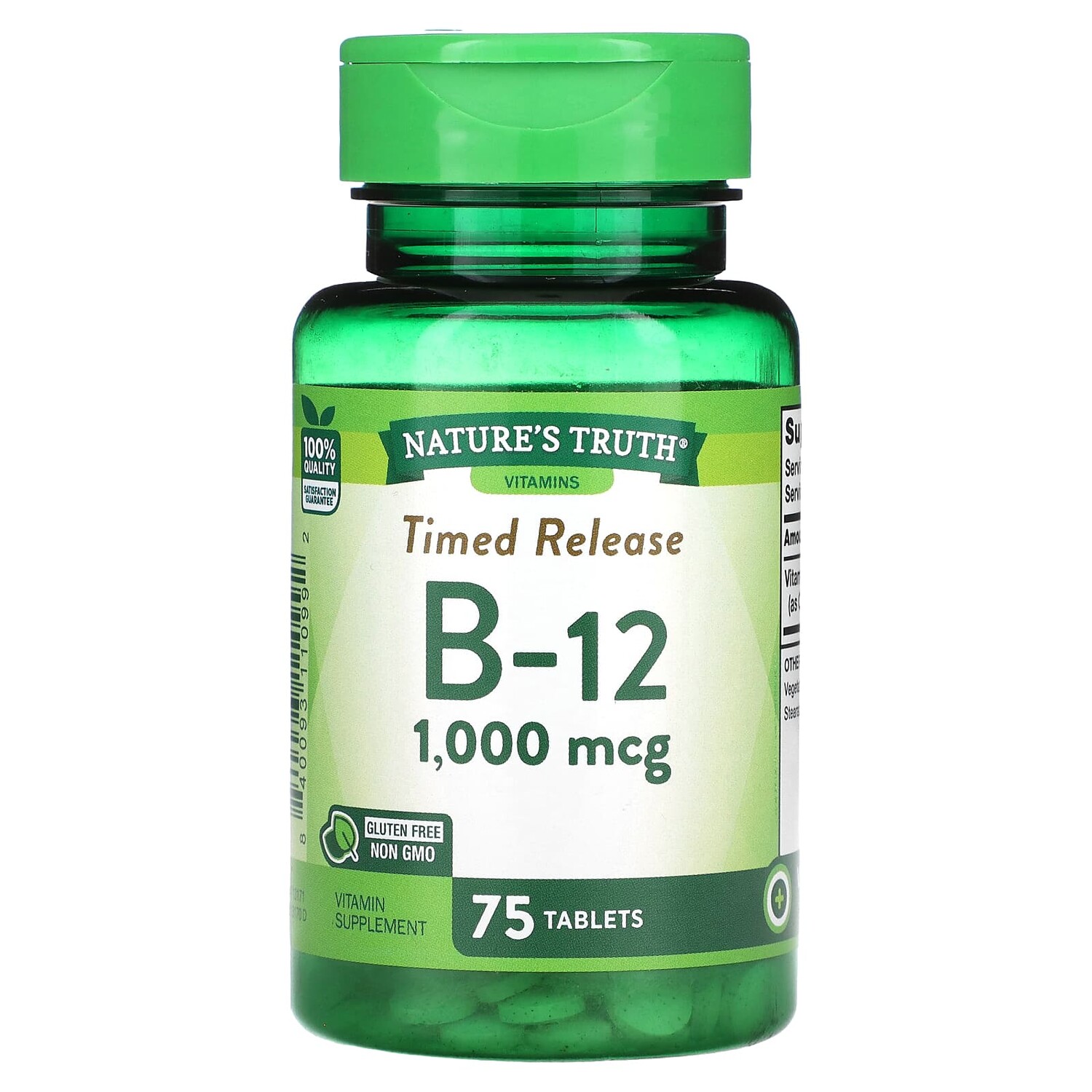 

Vitamins, B12 с замедленным высвобождением, 1000 мкг, 75 таблеток, Nature's Truth