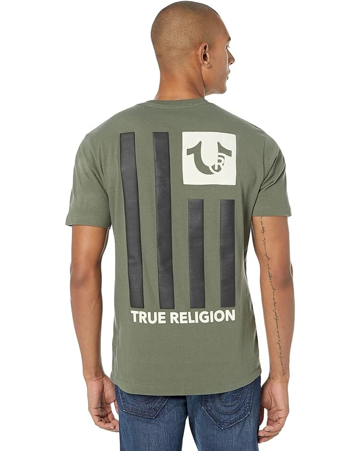 

Футболка True Religion Trademark Flag Short Sleeve Tee, цвет Beetle