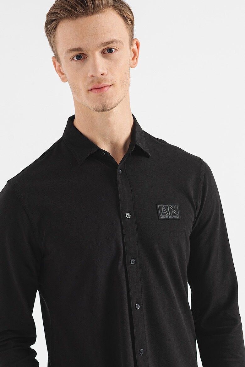 

Хлопковая рубашка с логотипами Armani Exchange, черный