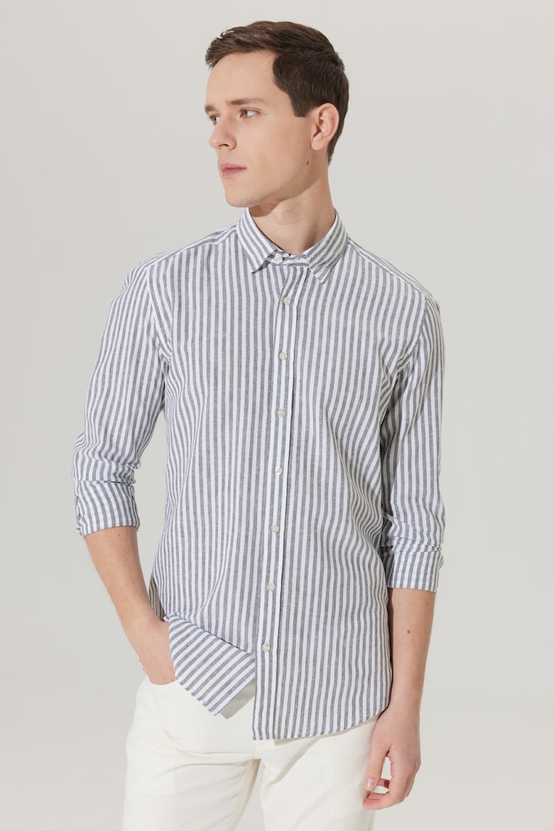 Полосатая льняная рубашка Ac&Co, серый