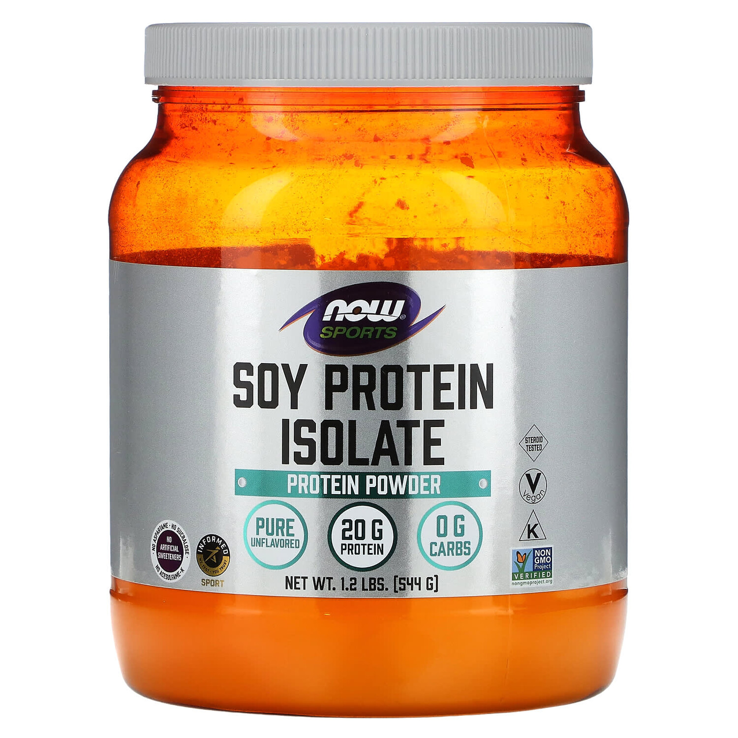 

Sports, чистый изолят соевого белка, без добавок, 544 г (1,2 фунта), NOW Foods