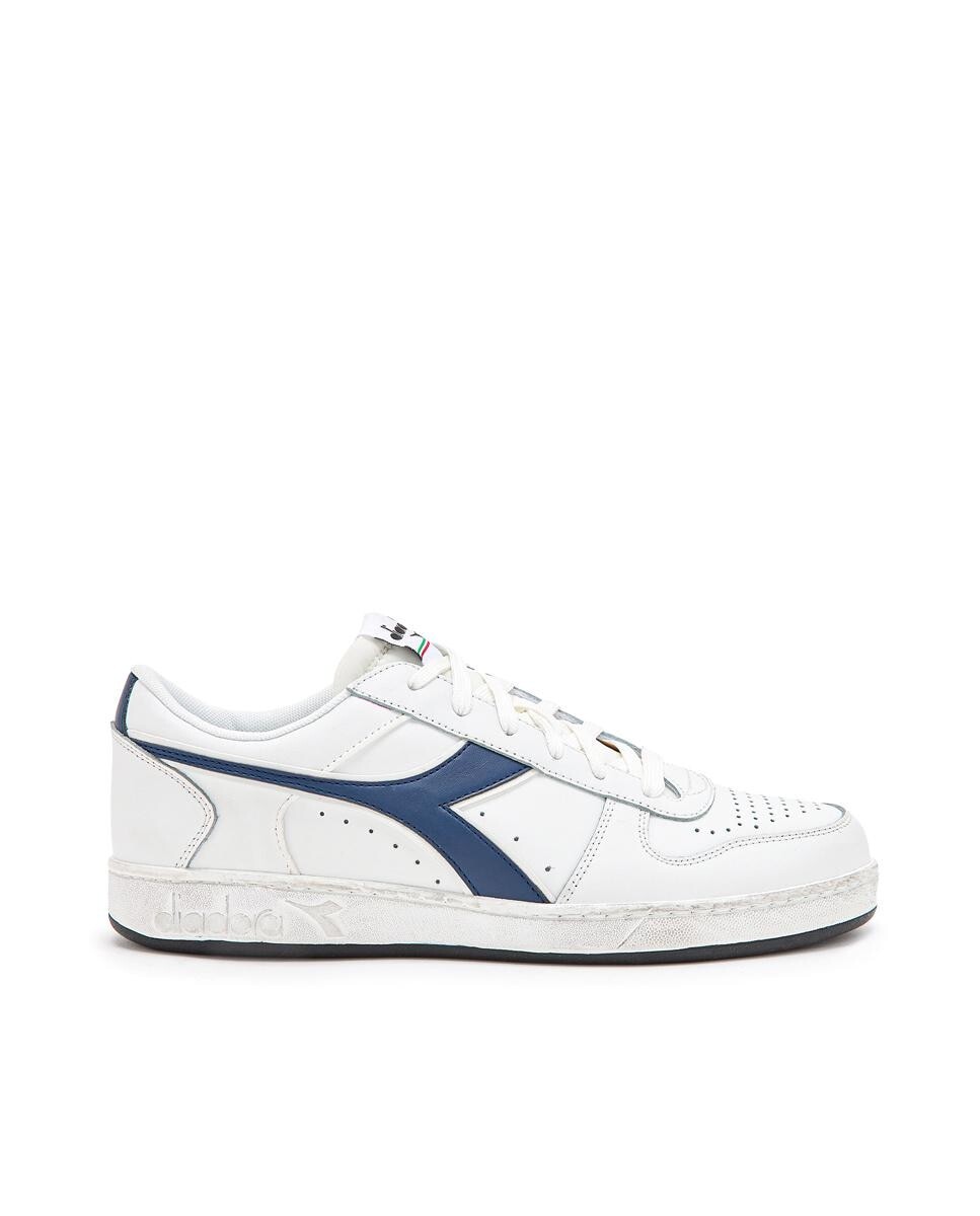 

Унисекс контрастные бело-темно-синие кожаные кроссовки Diadora Sportswear, белый, Синий