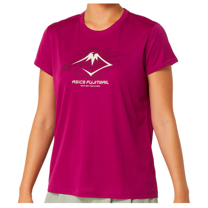 Беговая рубашка Asics Women's Fujitrail Logo S/S Top, цвет Blackberry