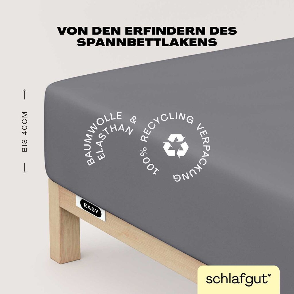 

Schlafgut Easy Jersey Простыня с эластаном Box Spring на подгонке 90x190 - 100x220 см Серая простыня средней длины из смеси хлопка