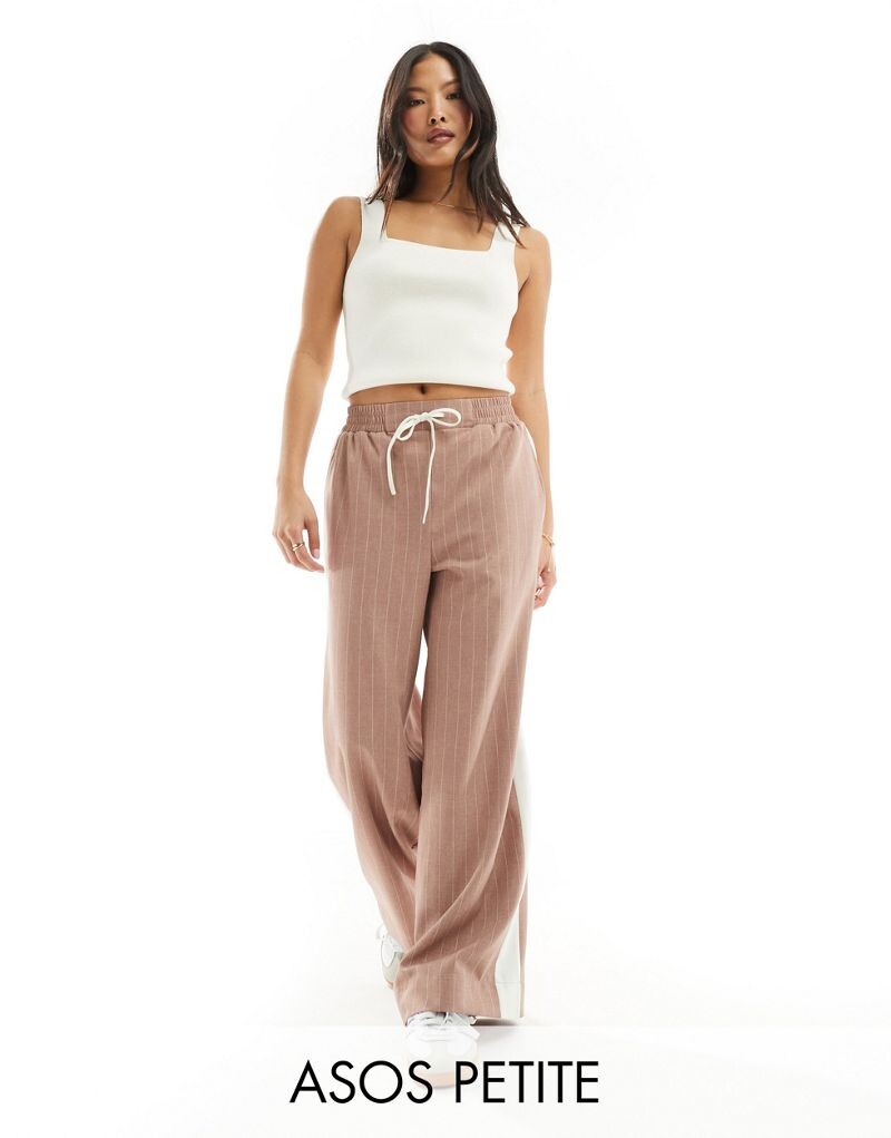 Брюки из норки в полоску с контрастной вставкой ASOS DESIGN Petite