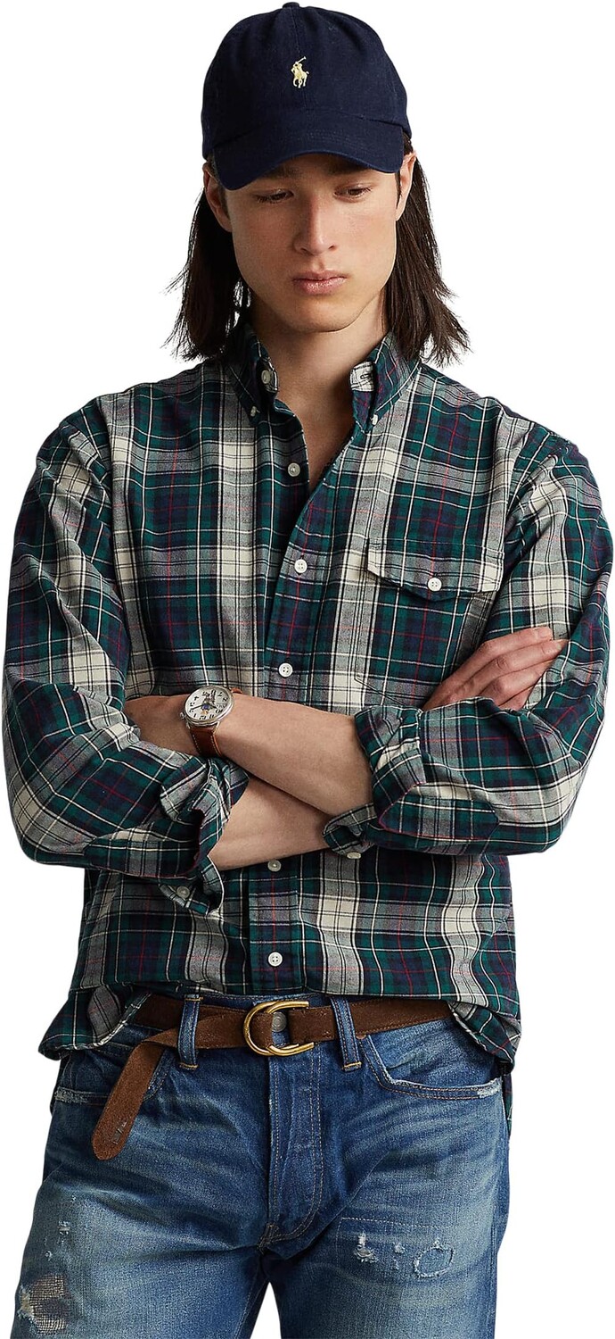 

Классическая оксфордская рубашка в клетку в клетку Polo Ralph Lauren, цвет Navy/Green Multi