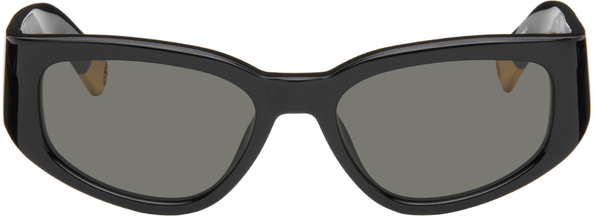 Черные солнцезащитные очки Les Lunettes Gala Jacquemus, цвет Black/Yellow gold цена и фото