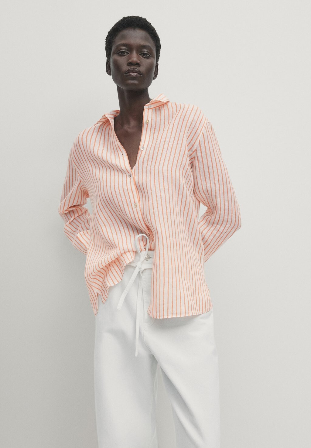 

Блузка-рубашка STRIPED Massimo Dutti, цвет orange