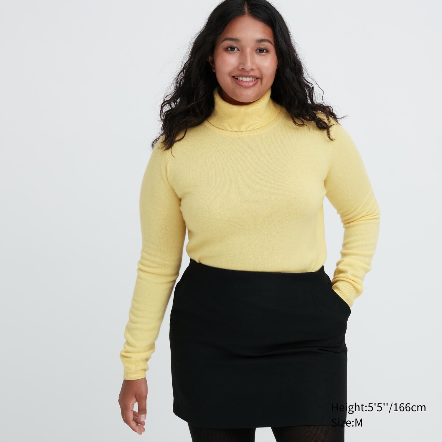 

Свитер Uniqlo женский из кашемира с высоким воротом, желтый