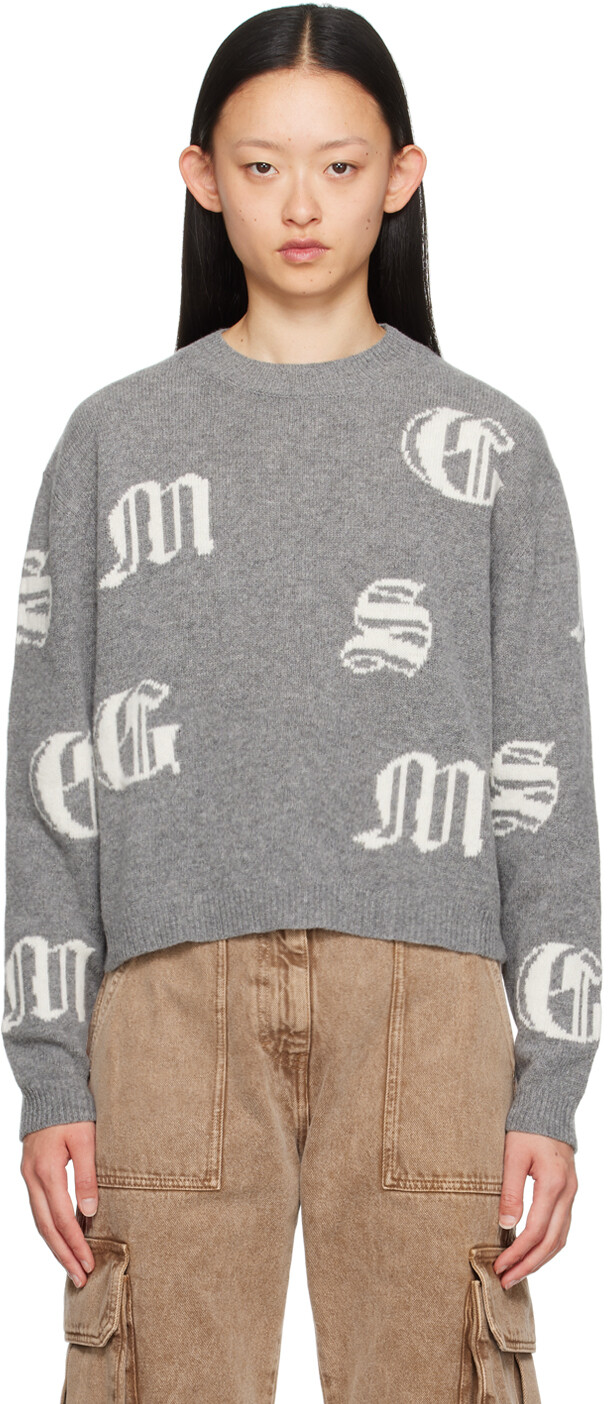 

Серый жаккардовый свитер MSGM