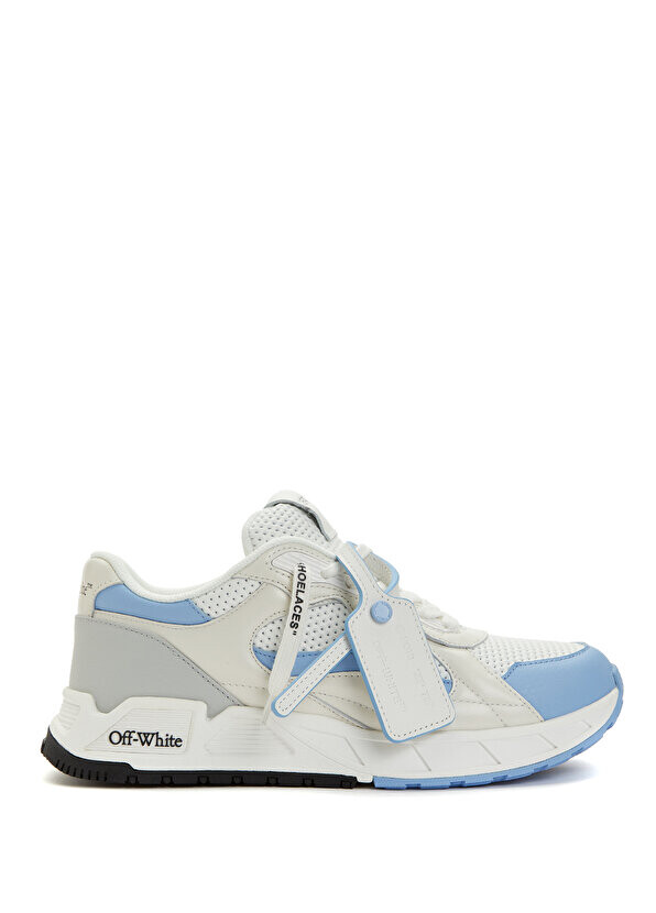 

Женские кожаные кроссовки с сине-белым логотипом Off-White