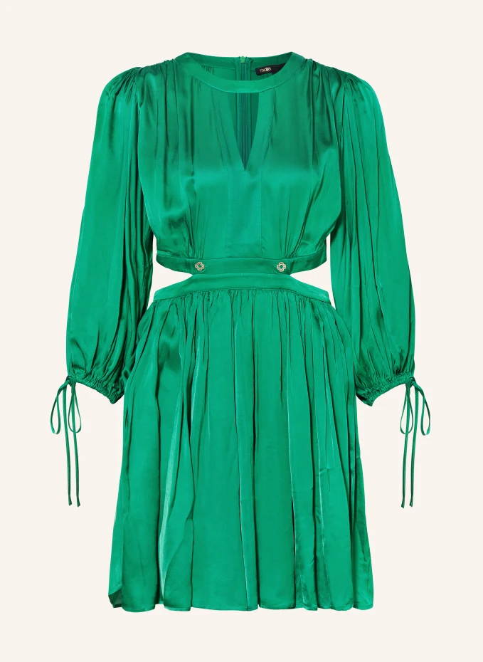 Атласное платье с вырезами Maje, зеленый