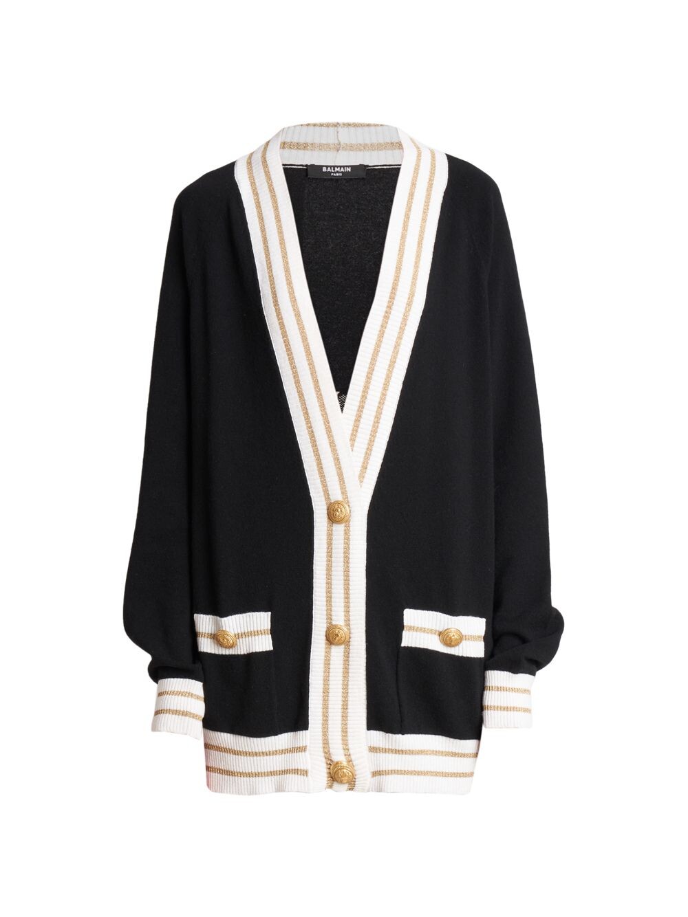 

Кардиган с логотипом и металлизированной полосой Balmain, черный