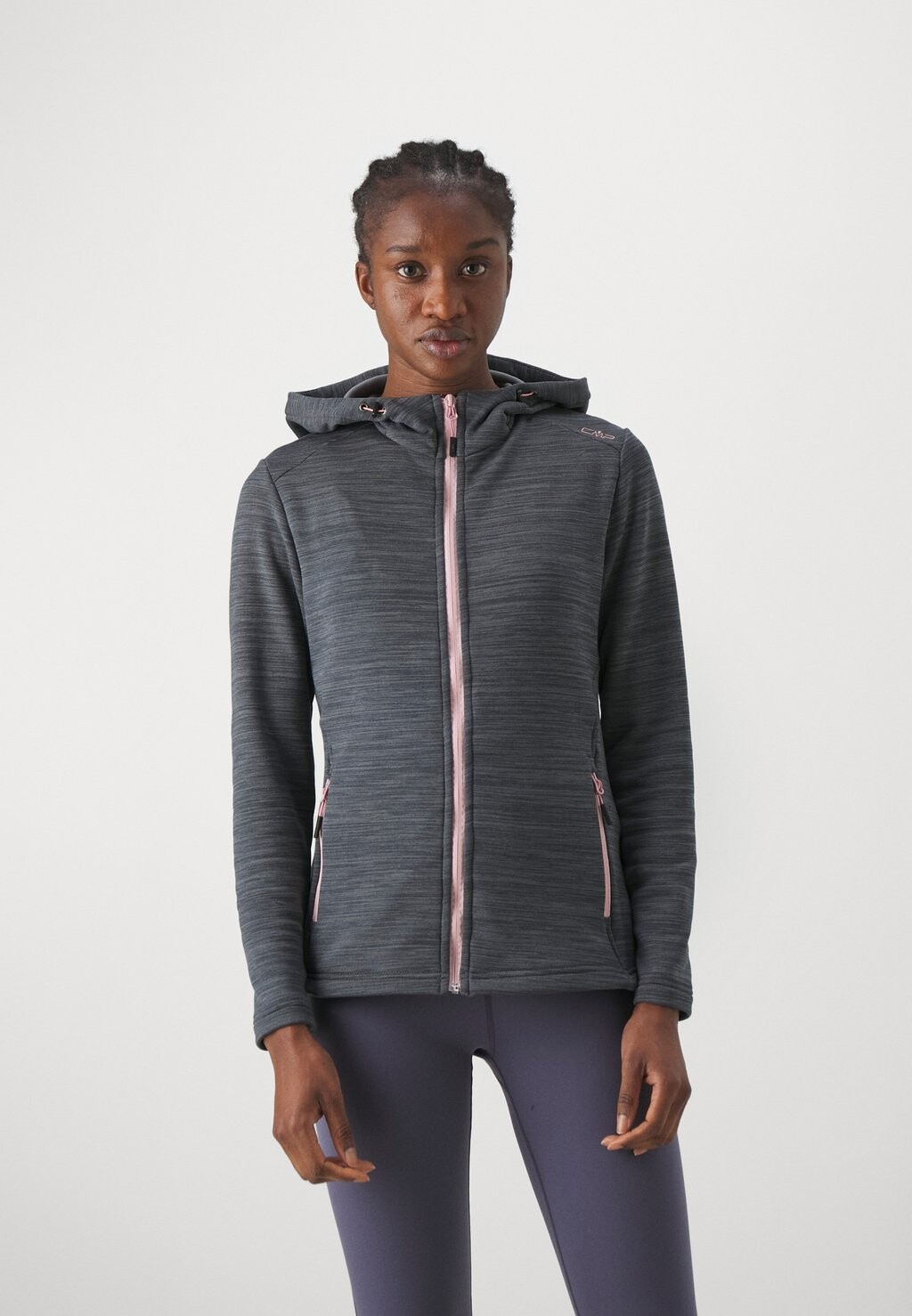 

Толстовка WOMAN JACKET FIX HOOD CMP, цвет titanio melange/rose