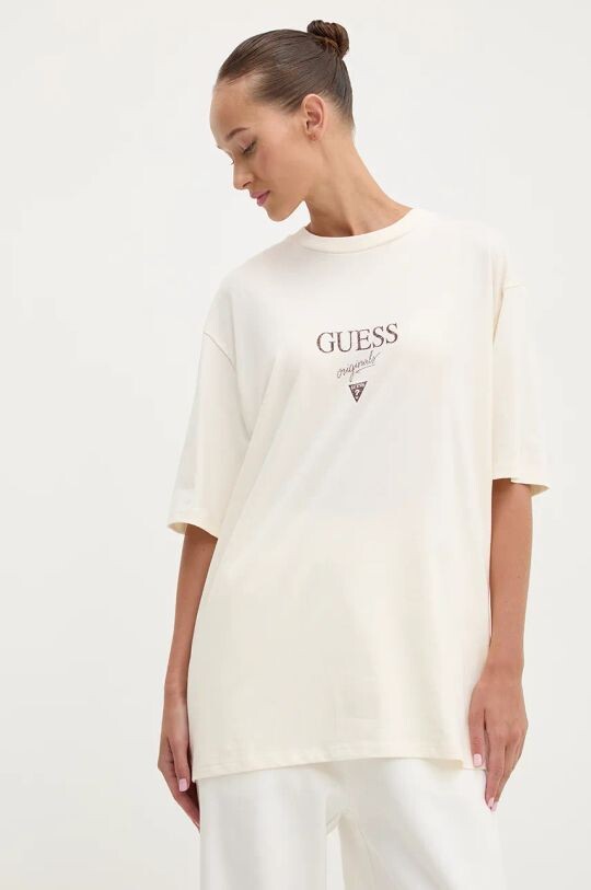 

Хлопковая футболка Guess Originals, бежевый