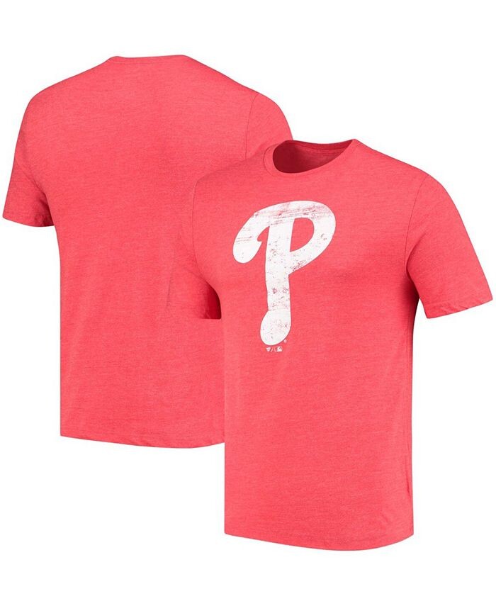 

Мужская красная футболка Tri-Blend Philadelphia Phillies Weathered с официальным логотипом Fanatics, красный