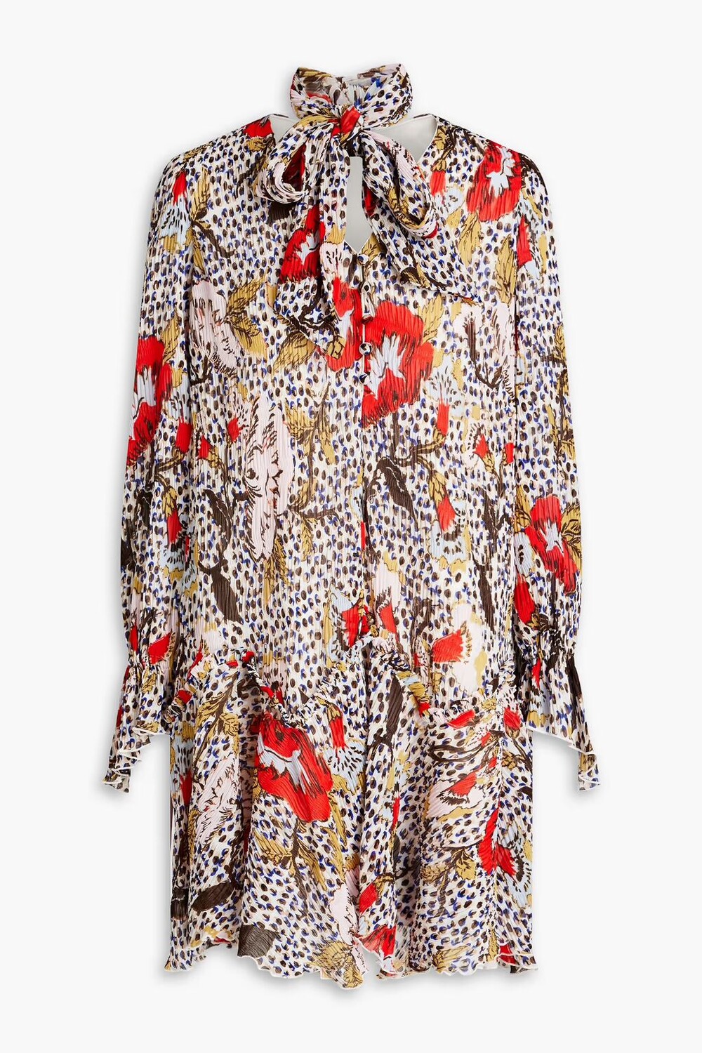 

Платье мини Kacie из плиссе-шифона с цветочным принтом Diane Von Furstenberg, цвет Animal print