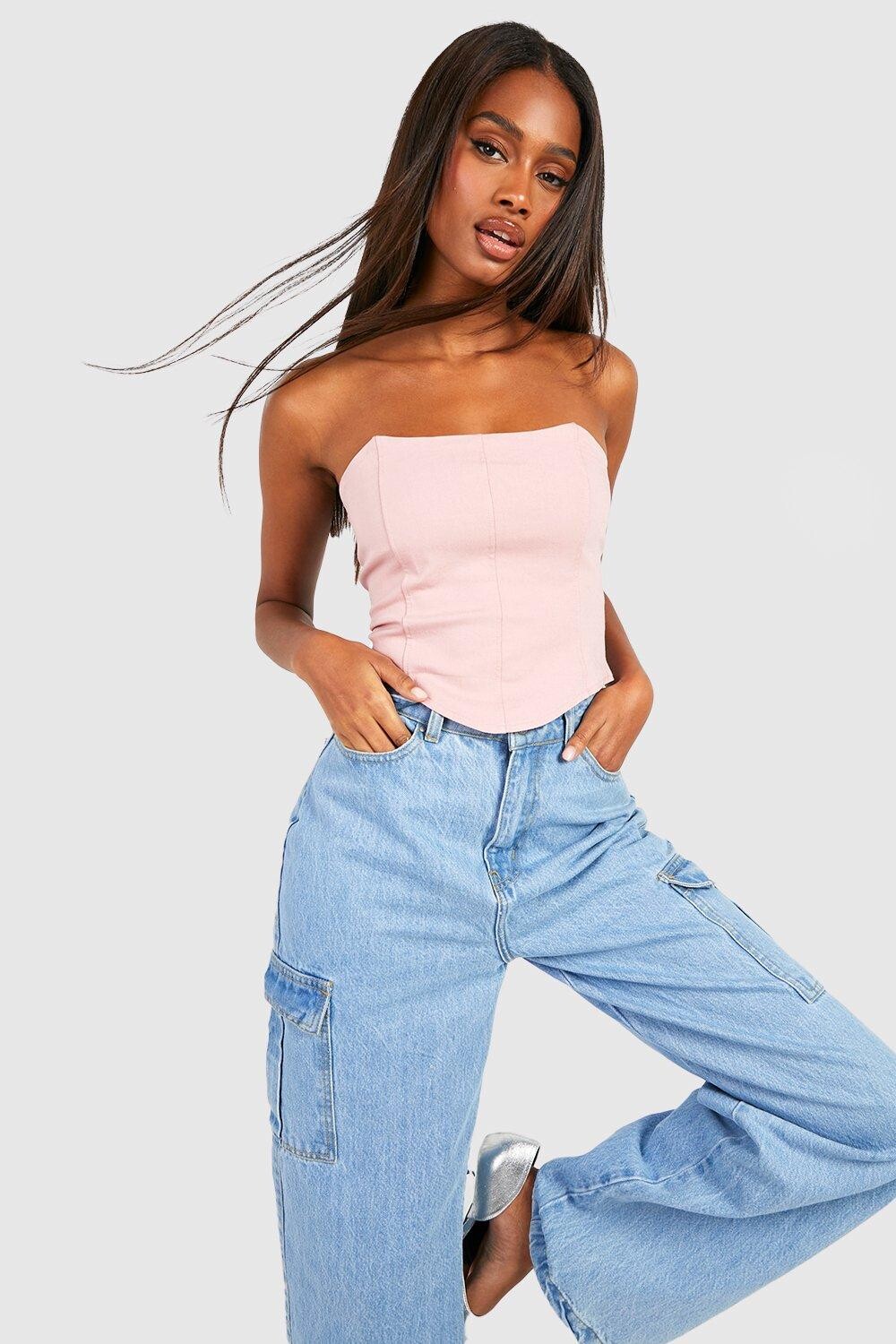 

Бенгалийский корсетовый топ с изогнутым нимом бандо Boohoo, румяна