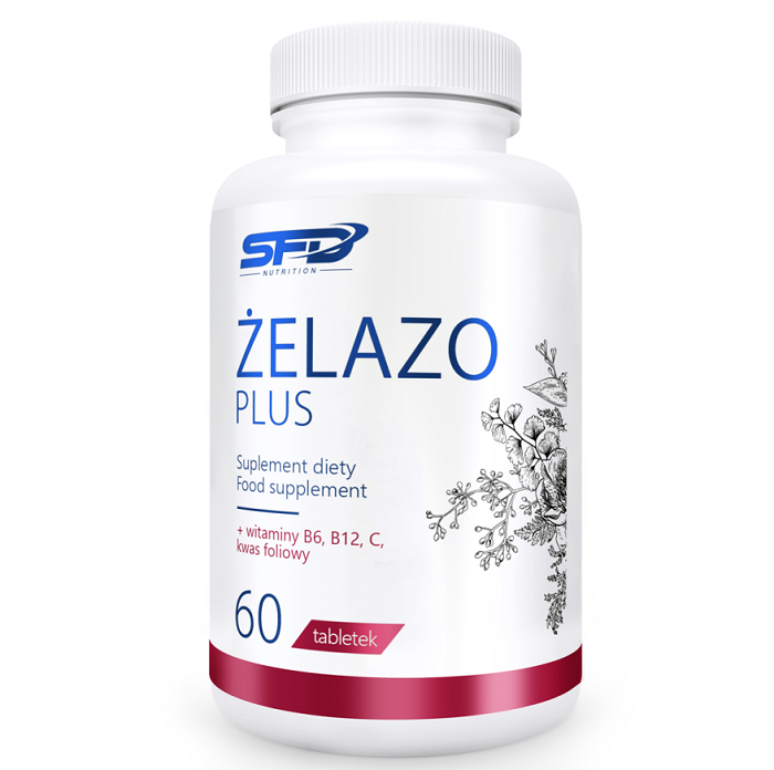 SFD Żelazo Plus препарат, содержащий железо и ингредиенты, улучшающие его усвоение, 60 шт. бады тонизирующие и общеукрепляющие norvegian fish oil легкодоступное железо таблетки 550 мг