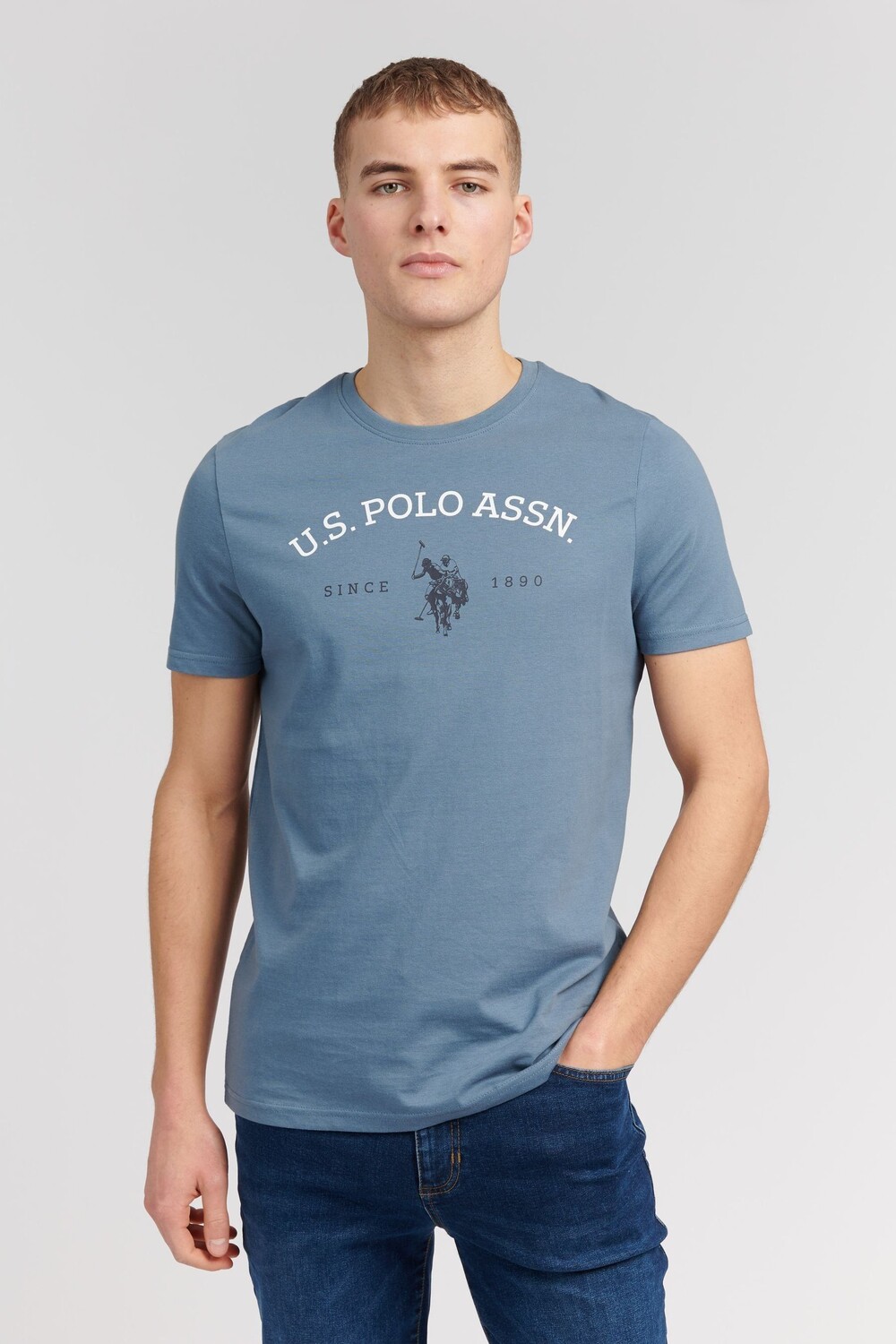 

Китайская синяя футболка с графикой USPA U.S. Polo Assn, синий