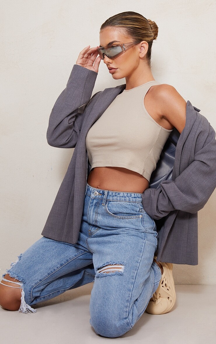 

PrettyLittleThing Базовый укороченный топ Camel Rib Racer