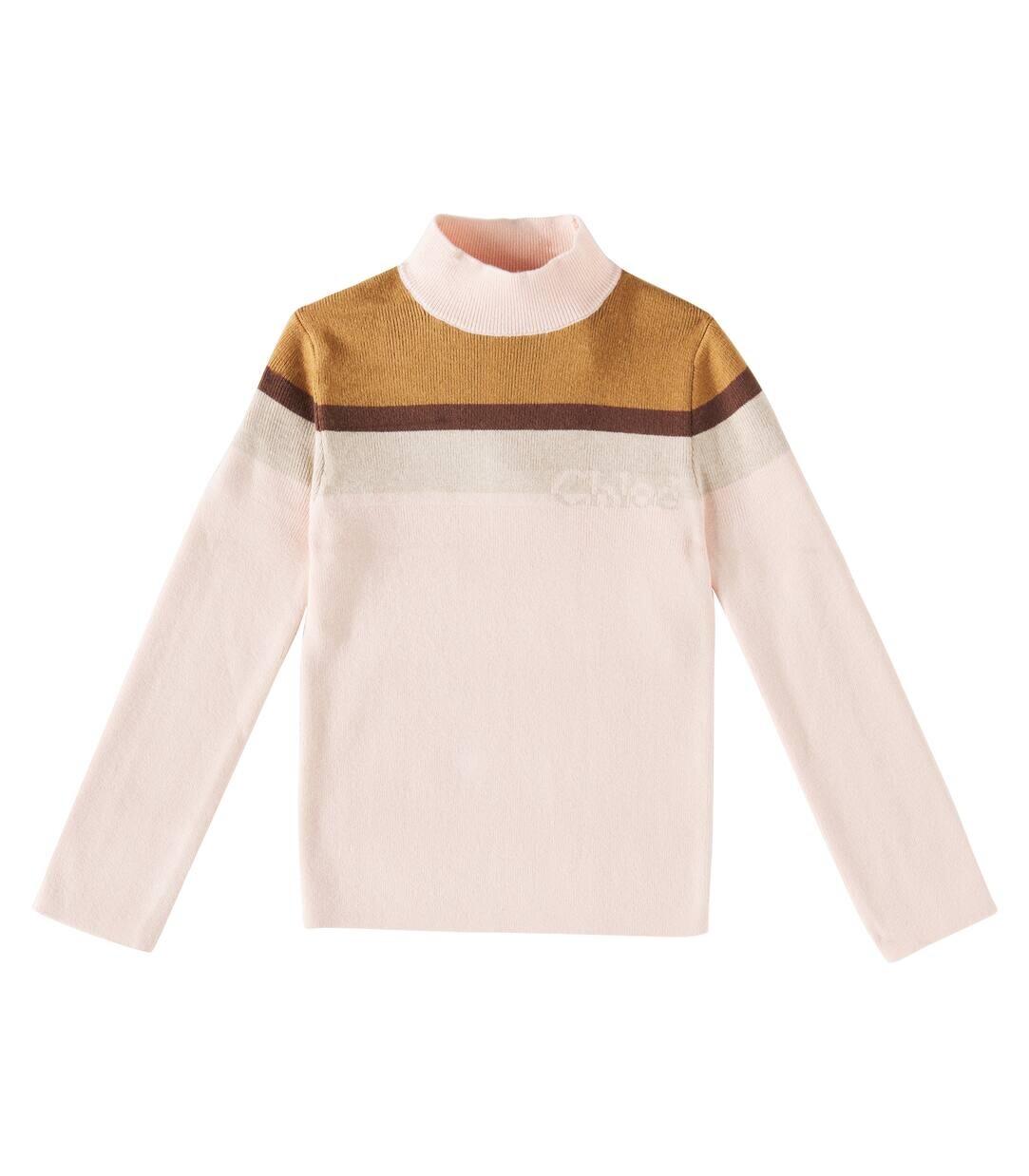 

Свитер из хлопка и шерсти с логотипом Chloé Kids, цвет pink washed pink