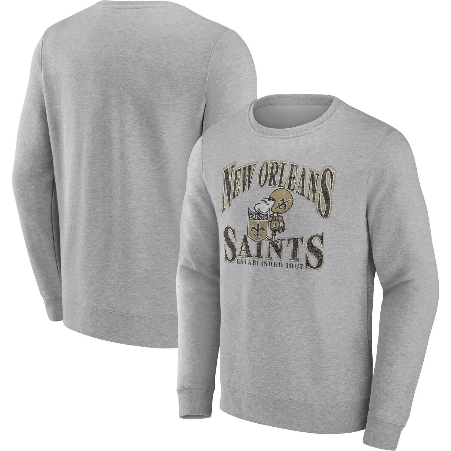 

Мужской пуловер с фирменным рисунком из меланжевого угля New Orleans Saints Playability Fanatics