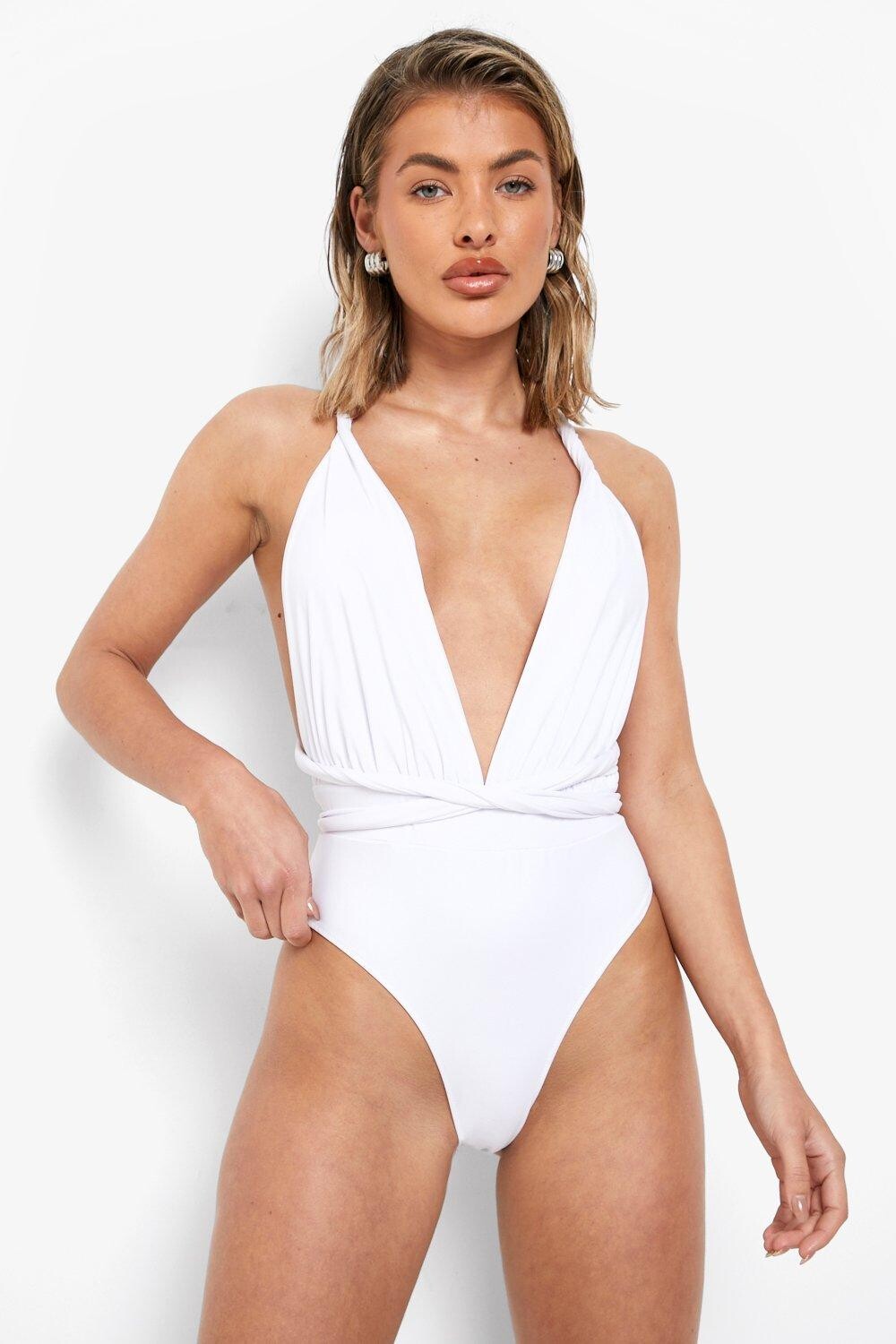 

Разнообразный купальник с погружением Boohoo, белый